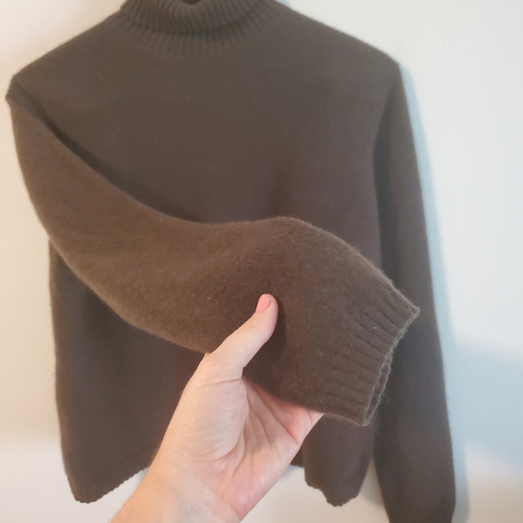 Talbots 100% Cashmere brown turtleneck sweater size XL comfy warm layering - Picture 5 of 11